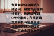 专业知识SEO网站在线咨询,解决你面临的挑战!,快速提升SEO专业素养,在线咨询策略解析与实战演练,高效学习SEO基础知识,打造实战电商平台
