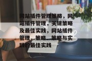 网站插件管理策略,网站插件管理,关键策略及最佳实践,网站插件管理,策略、策略与实践的最佳实践 网站插件管理策略,网站插件管理,关键策略及最佳实践,网站插件管理,策略、策略与实践的最佳实践