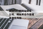 揭秘SEO刷网站排名公司,揭秘其运作原理及潜在风险 揭秘SEO刷网站排名公司,揭秘其运作原理及潜在风险