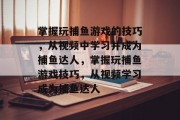 掌握玩捕鱼游戏的技巧，从视频中学习并成为捕鱼达人，掌握玩捕鱼游戏技巧，从视频学习成为捕鱼达人