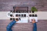 汽车网站SEO优化策略,提升流量,增强品牌影响力 汽车网站SEO优化策略,提升流量,增强品牌影响力