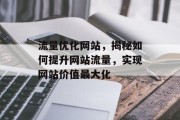 流量优化网站,揭秘如何提升网站流量,实现网站价值最大化 流量优化网站,揭秘如何提升网站流量,实现网站价值最大化