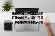 插件开发,网站定制新可能的秘密,插件开发,揭秘网站定制新秘籍 插件开发,网站定制新可能的秘密,插件开发,揭秘网站定制新秘籍