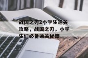 战国之刃2小学生通关攻略,战国之刃,小学生们必备通关秘籍 战国之刃2小学生通关攻略,战国之刃,小学生们必备通关秘籍