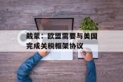 戴蒙：欧盟需要与美国完成关税框架协议