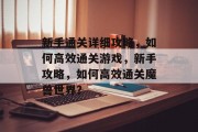 新手通关详细攻略,如何高效通关游戏,新手攻略,如何高效通关魔兽世界?