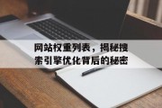 网站权重列表，揭秘搜索引擎优化背后的秘密