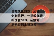 高效优化SEO,从策划到执行,一招教你轻松优化SEO,从策划到执行的全程攻略 高效优化SEO,从策划到执行,一招教你轻松优化SEO,从策划到执行的全程攻略