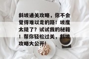 斜坡通关攻略,你不会觉得难以走的路!坡度太陡了?试试我的秘籍!帮你轻松过关,斜坡攻略大公开!