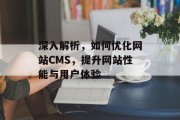 深入解析，如何优化网站CMS，提升网站性能与用户体验