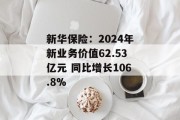 新华保险：2024年新业务价值62.53亿元 同比增长106.8%