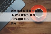 浩熙健康科技盘中异动 临近午盘股价大跌5.00%报0.095美元 浩熙健康科技盘中异动 临近午盘股价大跌5.00%报0.095美元