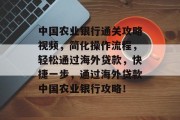 中国农业银行通关攻略视频,简化操作流程,轻松通过海外贷款,快捷一步,通过海外贷款中国农业银行攻略!