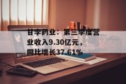 甘李药业:第三季度营业收入9.30亿元,同比增长37.61% 甘李药业:第三季度营业收入9.30亿元,同比增长37.61%