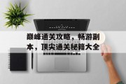 巅峰通关攻略,畅游副本,顶尖通关秘籍大全 巅峰通关攻略,畅游副本,顶尖通关秘籍大全