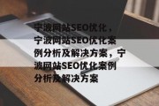 宁波网站SEO优化，宁波网站SEO优化案例分析及解决方案，宁波网站SEO优化案例分析及解决方案