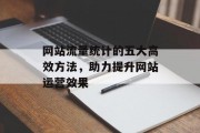 网站流量统计的五大高效方法，助力提升网站运营效果