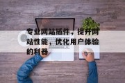 专业网站插件,提升网站性能,优化用户体验的利器 专业网站插件,提升网站性能,优化用户体验的利器