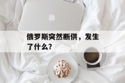 俄罗斯突然断供，发生了什么？