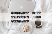 常州网站优化,提升企业在线竞争力,开启数字营销新篇章 常州网站优化,提升企业在线竞争力,开启数字营销新篇章