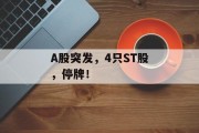 A股突发,4只ST股,停牌! A股突发,4只ST股,停牌!