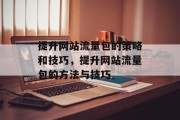 提升网站流量包的策略和技巧,提升网站流量包的方法与技巧 提升网站流量包的策略和技巧,提升网站流量包的方法与技巧