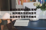 揭秘加盟网站排名策略，如何提升你的加盟平台在搜索引擎中的曝光度