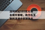 深圳网站SEO优化排名提升策略，助您在互联网浪潮中脱颖而出