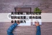 高效策略,如何轻松获取网站流量,提升在线业务影响力 高效策略,如何轻松获取网站流量,提升在线业务影响力