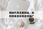 揭秘代发流量网站,如何利用其实现高效推广 揭秘代发流量网站,如何利用其实现高效推广