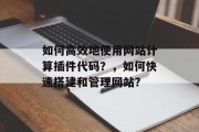 如何高效地使用网站计算插件代码?,如何快速搭建和管理网站? 如何高效地使用网站计算插件代码?,如何快速搭建和管理网站?