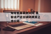 知名私募最新动向 高毅资产近日调研两家上市公司 知名私募最新动向 高毅资产近日调研两家上市公司