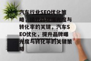 汽车行业SEO优化策略，提升品牌曝光度与转化率的关键，汽车SEO优化，提升品牌曝光度与转化率的关键策略