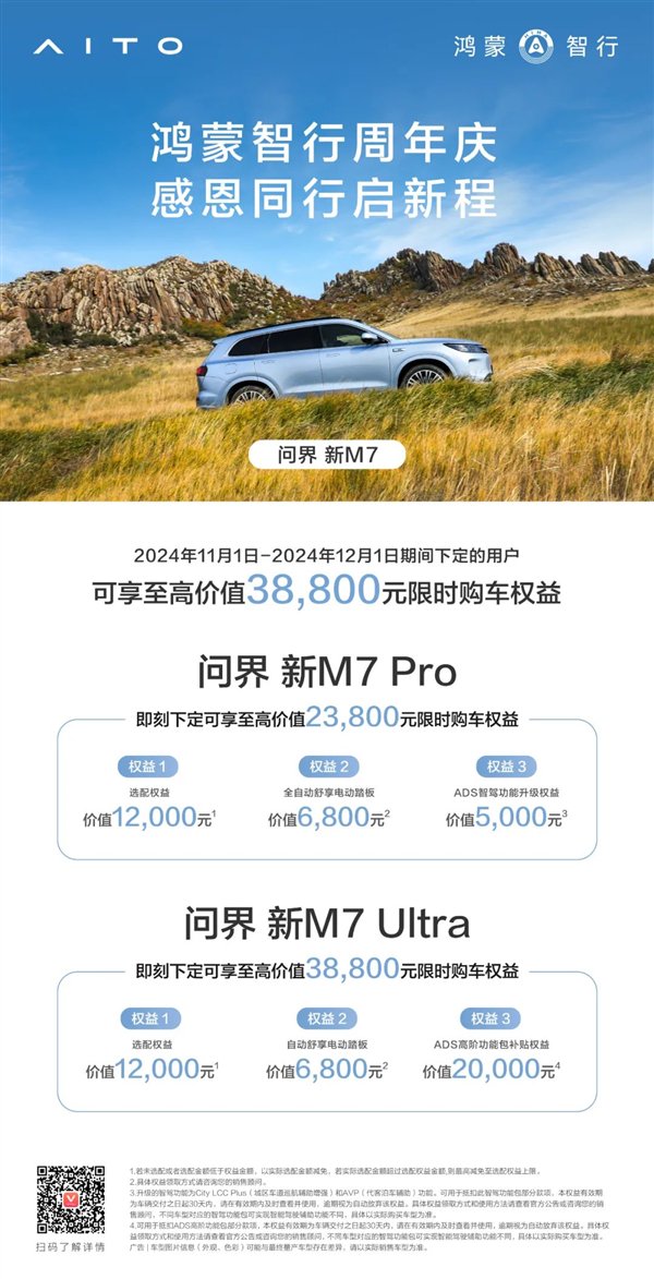 即日起 问界汽车全系大促:最高送49999元限时权益