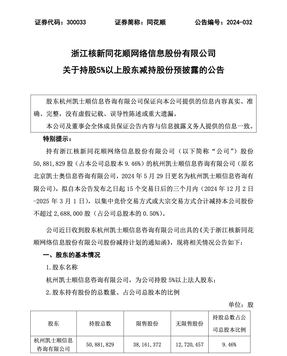 股价创新高!同花顺大股东出手,拟减持