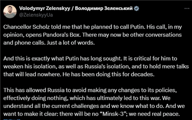 断联两年后首次!关键时刻,德国总理给普京打了个电话,泽连斯基“怒了”,最新表态