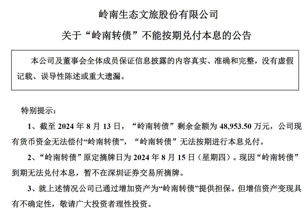 半年涨超600%的“大牛股”,岭南股份3连跌停!突然公告:多笔债务逾期,流动资金紧张!