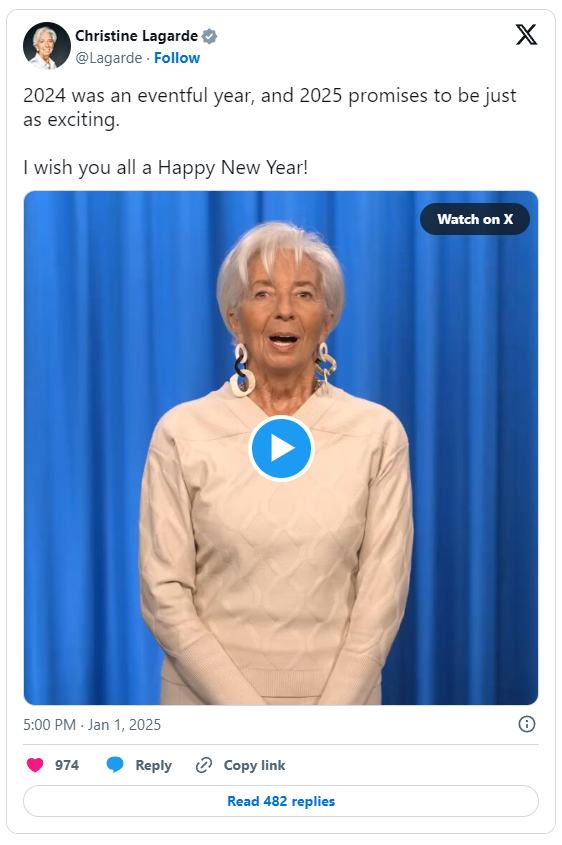 拉加德新年立flag:欧洲央行2025年将实现2%通胀目标