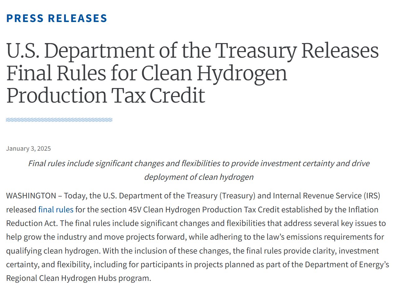 电力产业俱欢颜!拜登政府发布氢能源补贴最终规则 放宽多项限制