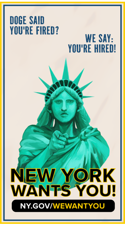 美国州政府“顶牛”总统?纽约州长刊广告招聘被裁联邦公务员