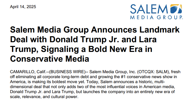 特朗普家族又与“仙股”勾搭：高调入股右翼媒体 引发股价翻倍暴涨