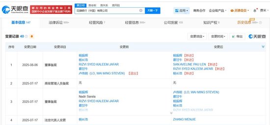 花旗中国近期变更董事长，42家分支机构已注销或吊销