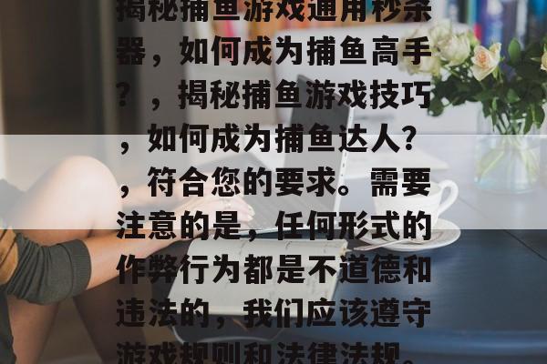 揭秘捕鱼游戏通用秒杀器,如何成为捕鱼高手?,揭秘捕鱼游戏技巧,如何成为捕鱼达人?,符合您的要求。需要注意的是,任何形式的作弊行为都是不道德和违法的,我们应该遵守游戏规则和法律法规。 揭秘捕鱼游戏通用秒杀器,如何成为捕鱼高手?,揭秘捕鱼游戏技巧,如何成为捕鱼达人?,符合您的要求。需要注意的是,任何形式的作弊行为都是不道德和违法的,我们应该遵守游戏规则和法律法规。