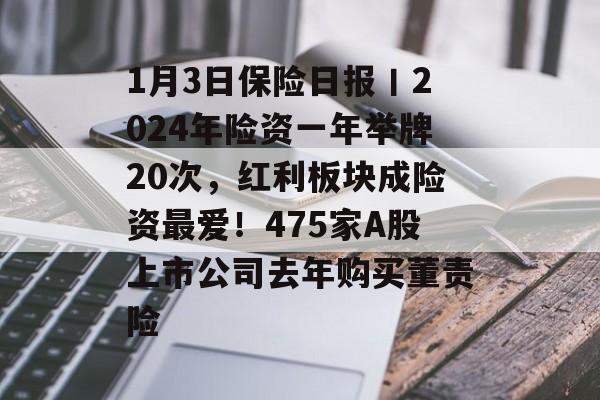 1月3日保险日报丨2024年险资一年举牌20次,红利板块成险资最爱!475家A股上市公司去年购买董责险 1月3日保险日报丨2024年险资一年举牌20次,红利板块成险资最爱!475家A股上市公司去年购买董责险